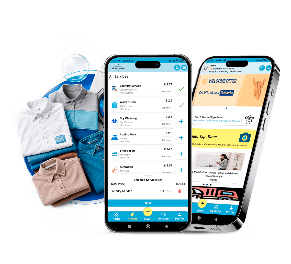 Nearest Laundry app screen